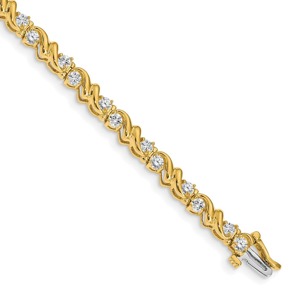 14k Complete 1.45 carat Round VS Diamond Fancy Swirl 7 inch Tennis Bracelet