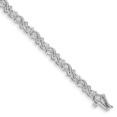 14k White Gold Complete 1.45 carat Round A Diamond Fancy Swirl 7 inch Tennis Bracelet