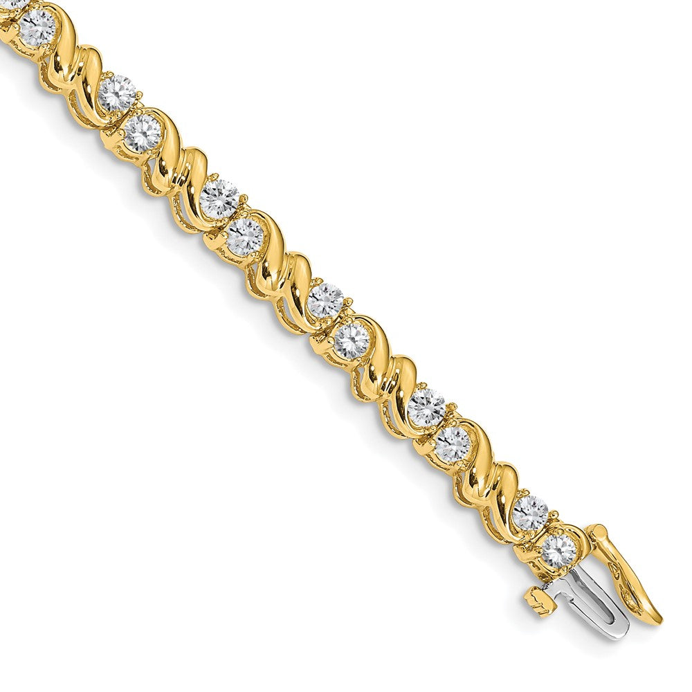 14k Complete 2.88 carat Round AAA Diamond Fancy Swirl 7 inch Tennis Bracelet
