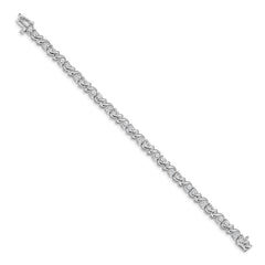 14k White Gold Complete 2.88 carat Round VS Diamond Fancy Swirl 7 inch Tennis Bracelet