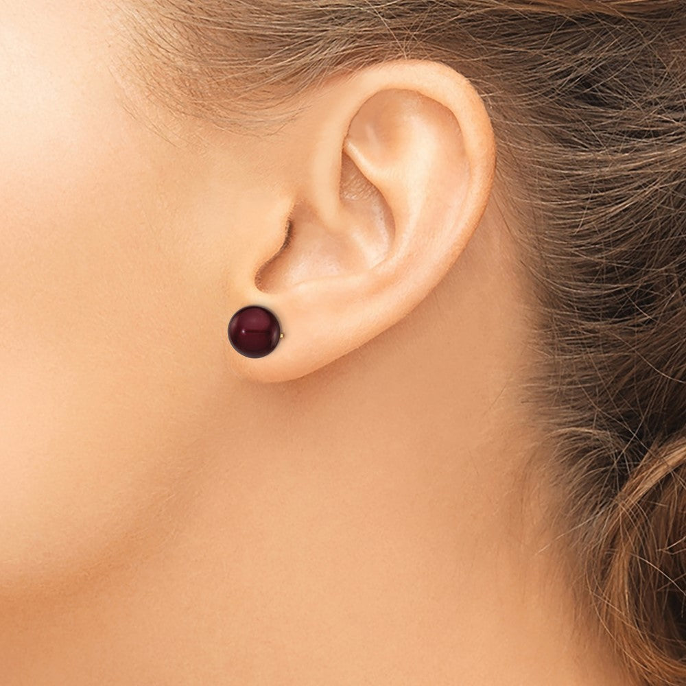 14k 9-10mm Brown Round Freshwater Cultured Pearl Stud Post Earrings