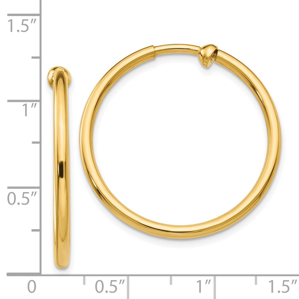 14K Non-Pierced Hoop Earrings