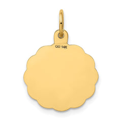 14k Polished IT'S A GIRL Scalloped Disc Charm