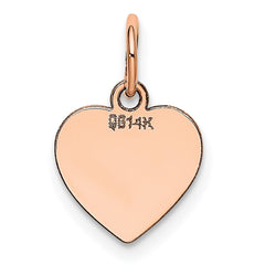 14K Rose Polished Heart Shaped Disc Pendant - 5