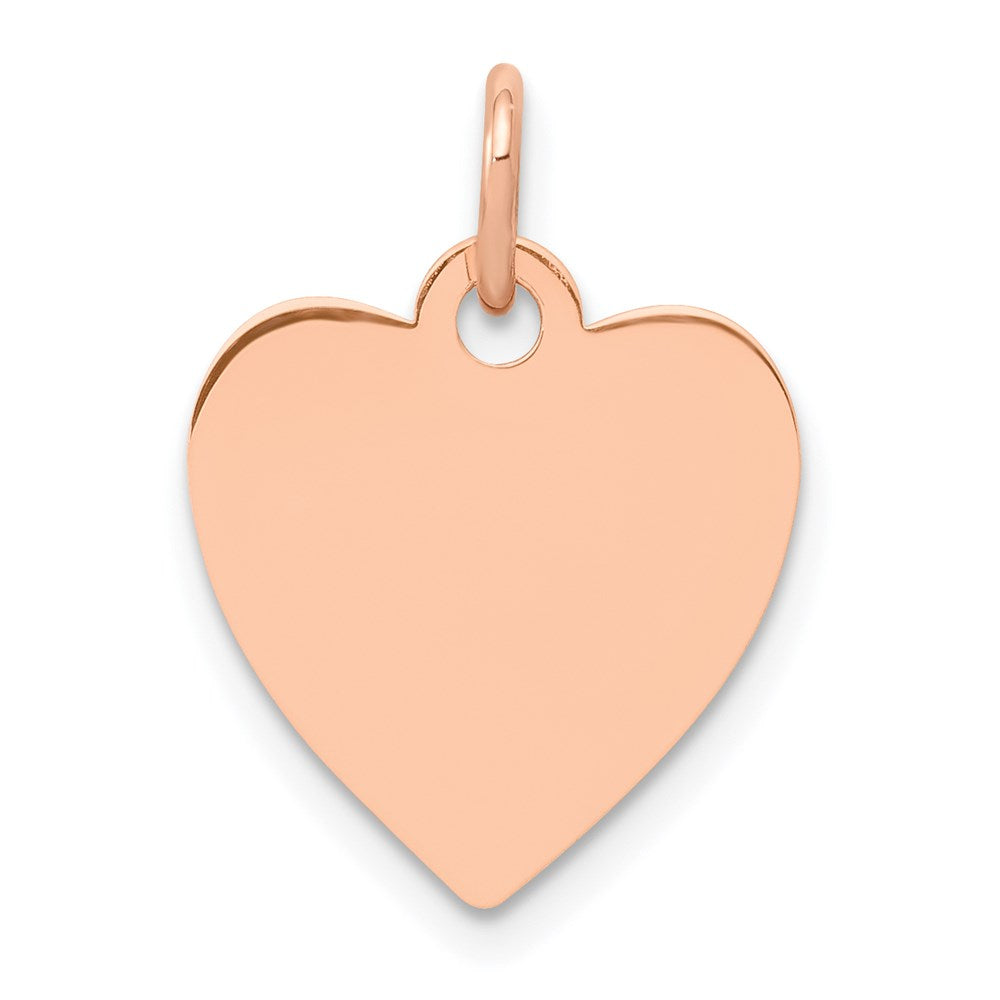14K Rose Polished Heart Shaped Disc Pendant - 2