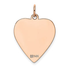 14K Rose Polished Heart Shaped Disc Pendant - 7