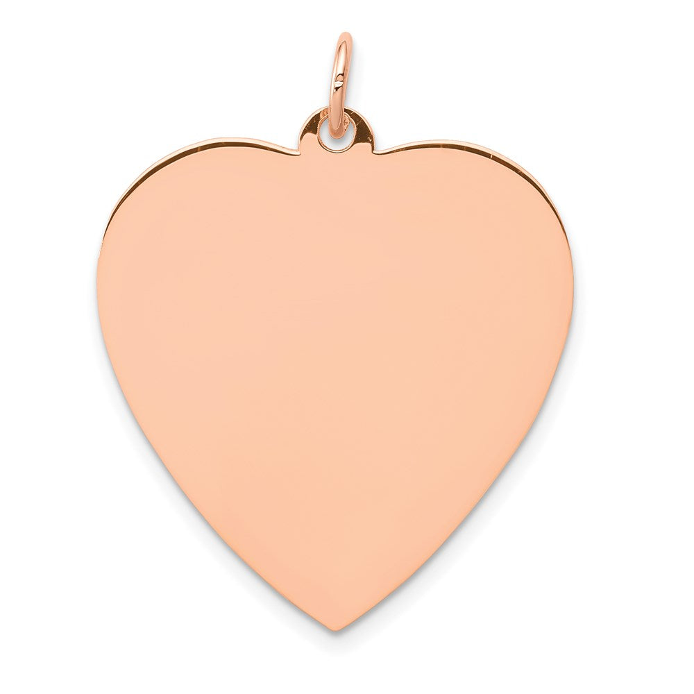 14K Rose Polished Heart Shaped Disc Pendant - 8