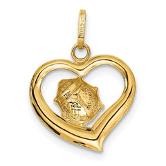 14k Enameled Ladybug in Heart Charm
