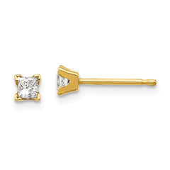 14k AA Quality Complete Princess-cut Diamond Stud Earrings - 3