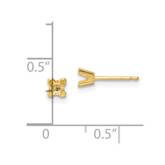 14k 3.25mm Princess-cut Stud Earring Mountings