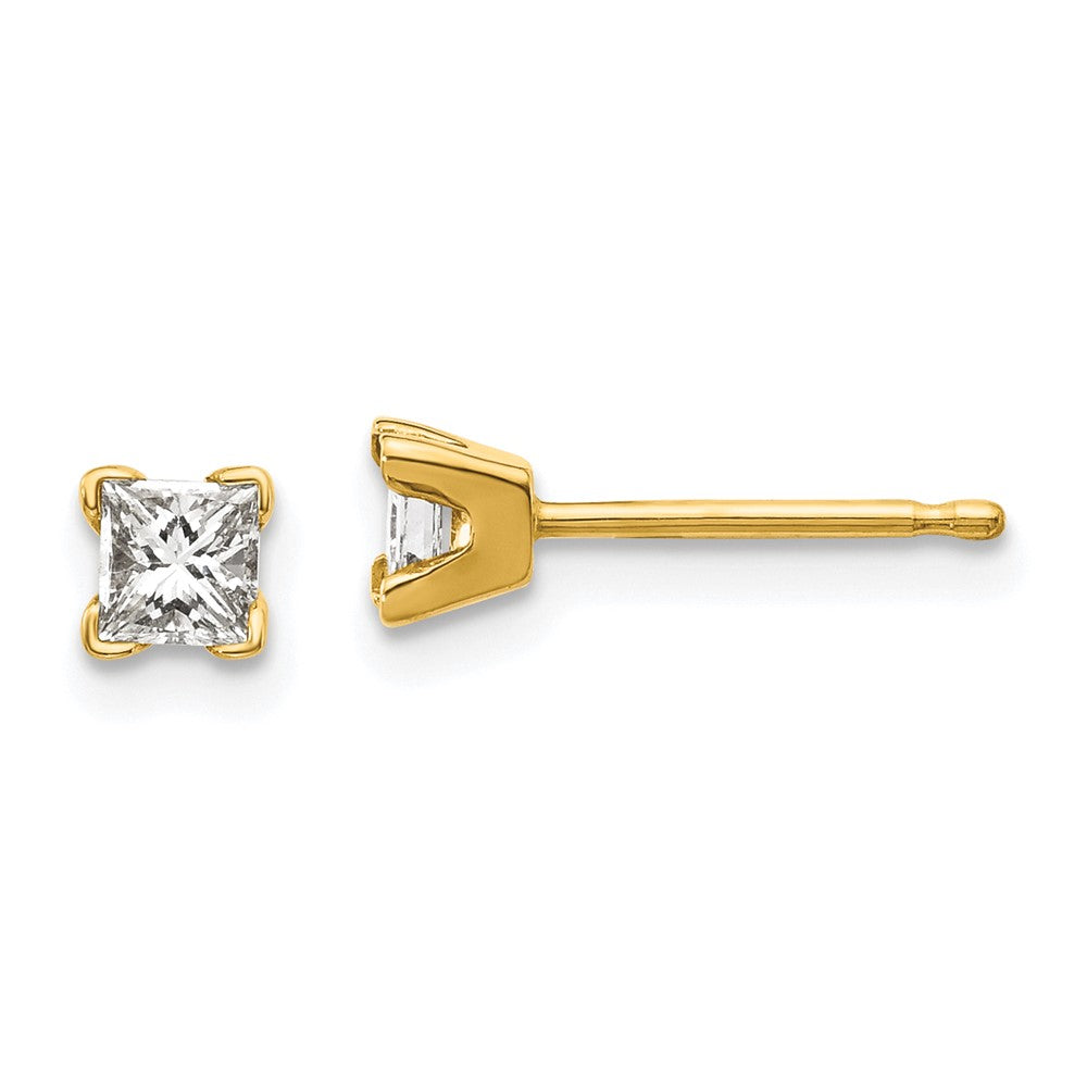 14k VS Quality Complete Princess-cut Diamond Earrings - 5