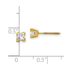 14k AA Quality Complete Princess-cut Diamond Stud Earrings