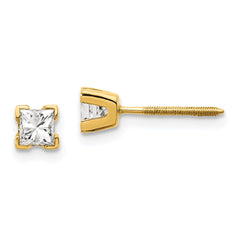 14k AAA Quality Complete Princess-cut Diamond Earrings - 4