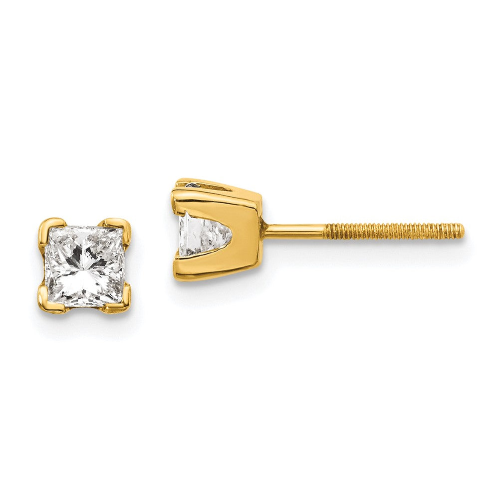 14k AAA Quality Complete Princess-cut Diamond Earrings - 7