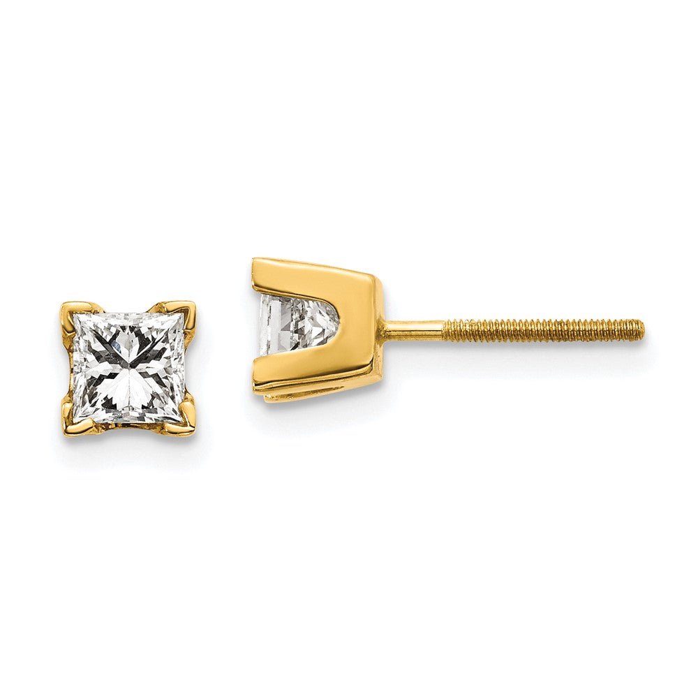 14k VS Quality Complete Princess-cut Diamond Earrings - 6