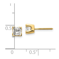 14k 1ct AA Quality Complete Princess-cut Diamond Stud Earrings