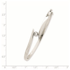14k White Gold Complete 1/4 carat AA Diamond Hinged Oval Bangle Bracelet - 5