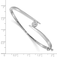 14k White Gold Complete 1/2 carat VS Diamond Hinged Oval Bangle Bracelet - 3