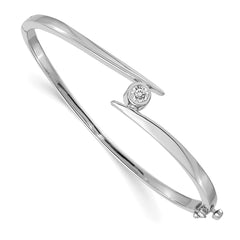14k White Gold Complete 1/2 carat A Diamond Hinged Oval Bangle Bracelet - 2