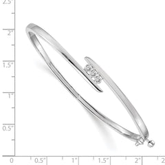 14k White Gold Complete 3-Stone 1/3 carat AAA Diamond Hinged Oval Bangle Bracelet