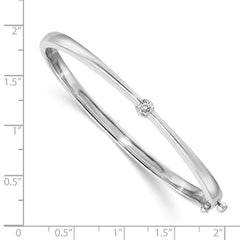 14k White Gold Complete 1/4 carat VS Diamond Hinged Oval Bangle Bracelet - 6