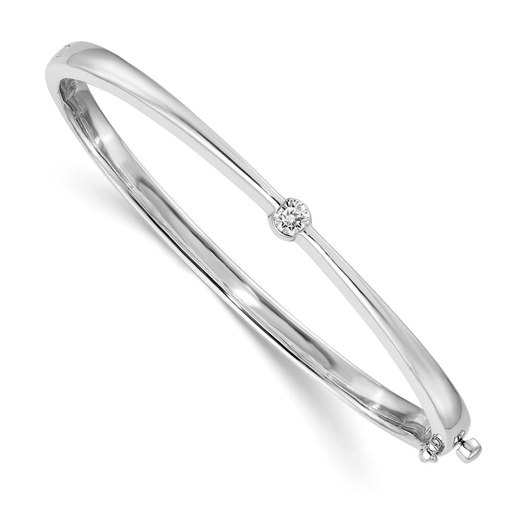 14k White Gold Complete 1/4 carat VS Diamond Hinged Oval Bangle Bracelet - 6