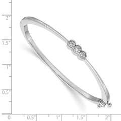 14k White Gold Complete 3-Stone 1/2 carat VS Diamond Hinged Oval Bangle Bracelet