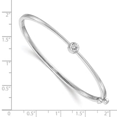 14k White Gold Complete 1/4 carat A Diamond Hinged Oval Bangle Bracelet - 6