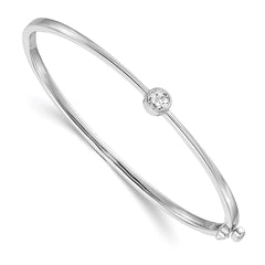 14k White Gold Complete 1/4 carat A Diamond Hinged Oval Bangle Bracelet - 6