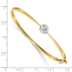 14k Yellow Gold Bangle Bracelet Mounting w/ White Gold Bezel