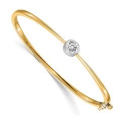 14k Yellow Gold Bangle Bracelet Mounting w/ White Gold Bezel