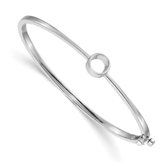 14k White Gold Holds 1 carat 6.5mm Round Stone Hinged Oval Bangle Bracelet Mounting - 3