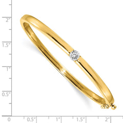 14k Polished Complete 1/2 carat AAA Diamond Hinged Oval Bangle Bracelet