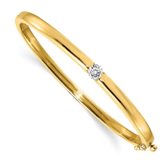 14k Polished Complete 1/2 carat AAA Diamond Hinged Oval Bangle Bracelet