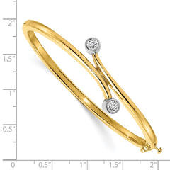 14k Two-tone Complete 2-Stone 1/2 carat VS Diamond Hinged Oval Bangle Bracelet