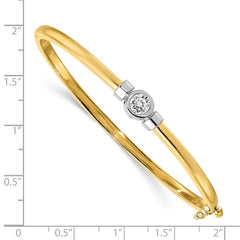 14k Two-tone Complete 1/2 carat VS Diamond Hinged Oval Bangle Bracelet