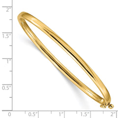 14k 3.6mm Polished Solid Hinged Oval Bangle Bracelet - 2