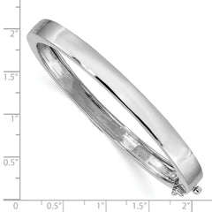14k White Gold 6.3mm Polished Solid Hinged Oval Bangle Bracelet