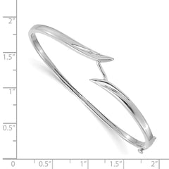 14k White Gold Hinged Oval Bangle Bracelet Mounting - 2