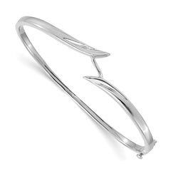 14k White Gold Hinged Oval Bangle Bracelet Mounting - 2