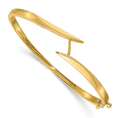 14k Two-tone Complete 1/2 carat A Diamond Hinged Oval Bangle Bracelet - 4