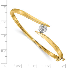14k Two-tone Complete 1/2 carat VS Diamond Hinged Oval Bangle Bracelet - 2