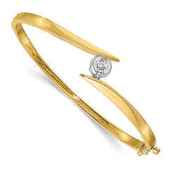 14k Two-tone Complete 1/2 carat VS Diamond Hinged Oval Bangle Bracelet - 2