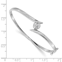14k White Gold Complete 1/4 carat A Diamond Hinged Oval Bangle Bracelet - 5
