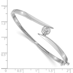 14k White Gold Complete 1/2 carat AA Diamond Hinged Oval Bangle Bracelet - 3