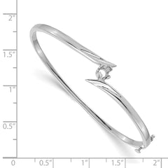 14k White Gold Holds 1/4 carat 4.0mm Round Stone Hinged Oval Bangle Bracelet Mounting