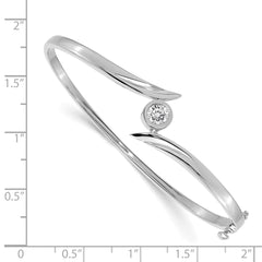 14k White Gold Complete 1/2 carat AA Diamond Hinged Oval Bangle Bracelet - 5