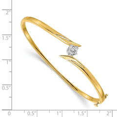 14k Two-tone Complete 1/4 carat VS Diamond Hinged Oval Bangle Bracelet - 2
