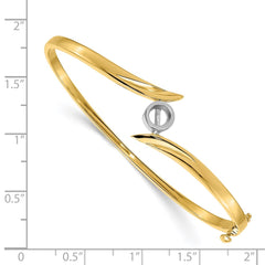 14k Two-tone Holds 1/2 carat 5.0mm Round Stone Hinged Oval Bangle Bracelet Mounting - 3