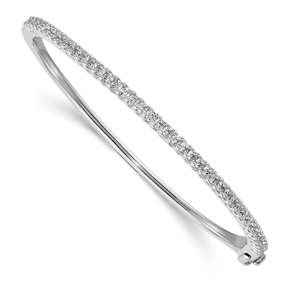 14k White Gold A Diamond Hinged Bangle - 3